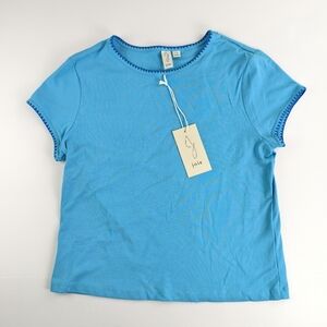 Joie Women’s Blue Short Sleeve Tee NWT  Size L Resort Casual Style Leisure Look